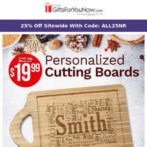 $19.99 Personalized Cutting Boards - Perfect For Holiday Parties!