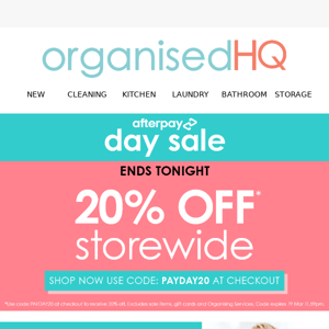 Save 20% on cleaning and organising products! 🎉
