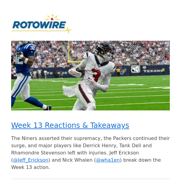 13 Reactions from Week 13 & Fantasy Football Takeaways