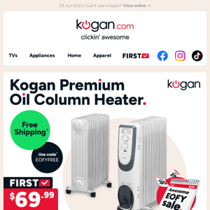 56% OFF Kogan premium oil heater - warm up with this clickin' hot EOFY deal!