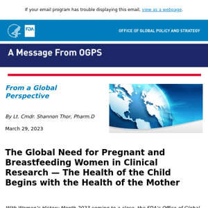 The Global Need for Pregnant and Breastfeeding Women in Clinical Research