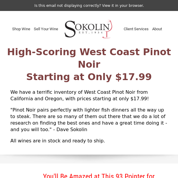 High-Scoring West Coast Pinot Noir, Starting at Only 17.99 usd