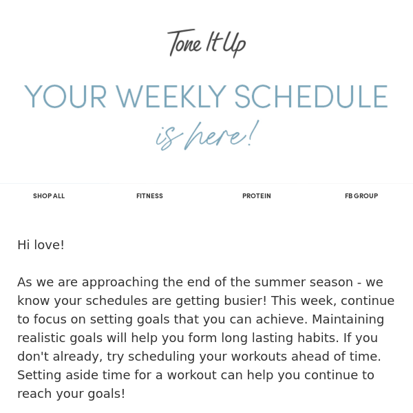 Your weekly schedule is HERE 💪🤍☀️