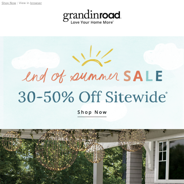 30–50% off end-of-summer SITEWIDE savings