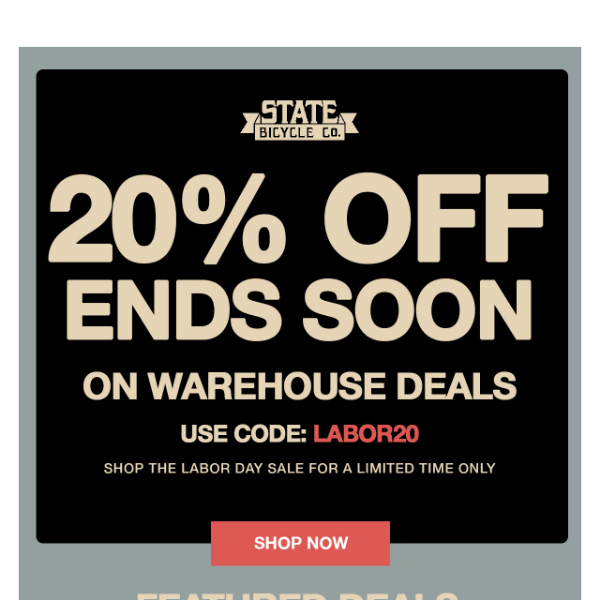 🚨 20% Off Warehouse Deals Ends Soon! 🚨