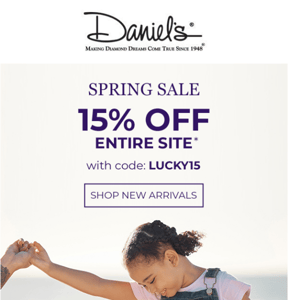 15% OFF entire site* on Spring Sale!