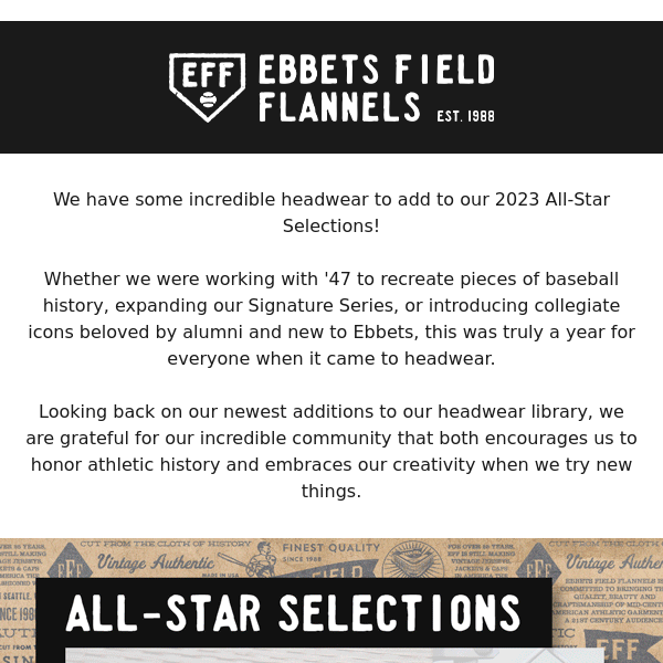 Ebbets All-Star Selections | Headwear Edition