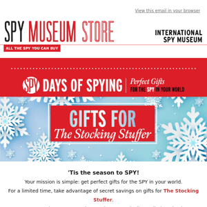 Days of Spying: Gifts for The Stocking Stuffer ❄️