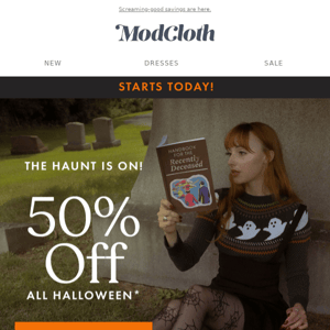 50% off 🎃 is worth 😱 for!