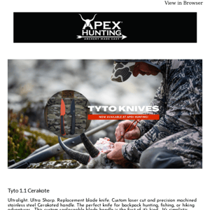 TYTO Knives now at Apex Hunting!