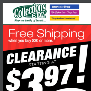 Huge Savings Starting at $3.97 on Clearance Items!