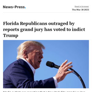 News alert: Florida Republicans outraged by reports grand jury has voted to indict Trump