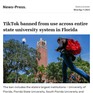 News alert: TikTok banned from use across entire state university system in Florida