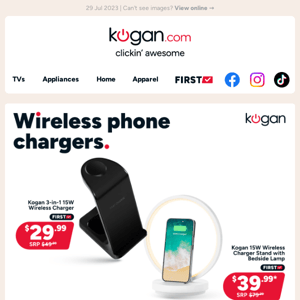 Kogan wireless charger stand & bedside lamp $39.99 (SRP: $79.99) - Plus more charger deals to keep your devices on for longer