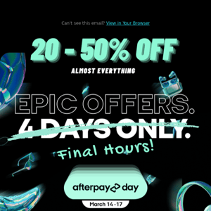 🚨 FINAL HOURS - 20-50% OFF Almost Everything! 🤑