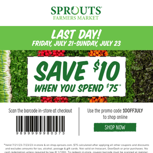 🤑 LAST DAY | get $10 off when you spend $75+