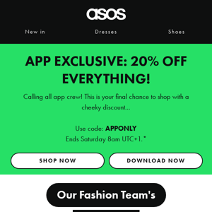 Last chance! 20% off everything on app ⏰
