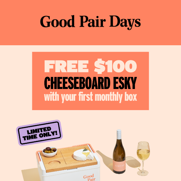 It's back - Free $100 Cheeseboard Esky With Your First Box!