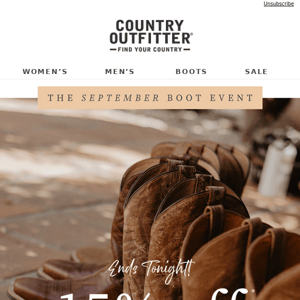 The September Boot Event Ends Tonight