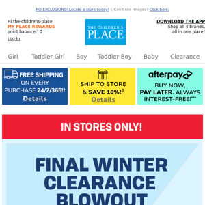 EXTRA 75-80% off CLEARANCE BLOWOUT in STORES!