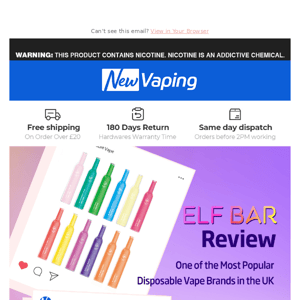 £5.99 100ml MENTHOL ELIQUIDS! £3.99 SMOK VVOW BAR, READ ELF BAR REVIEWS!