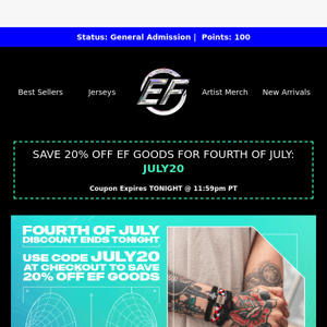 Our Fourth of July discount ends tonight, fam!