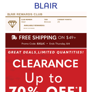 CLEARANCE! Up to 70% OFF! These deals are going fast!