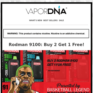 Buy 2 Get 1 Free Rodman 9100 Disposable Vape!