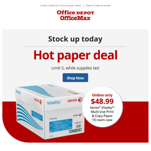 Today's ♨️ HOT paper deal > > > $48.99 10-ream paper case