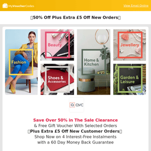 QVC 50% Off plus Free £15 Gift Voucher