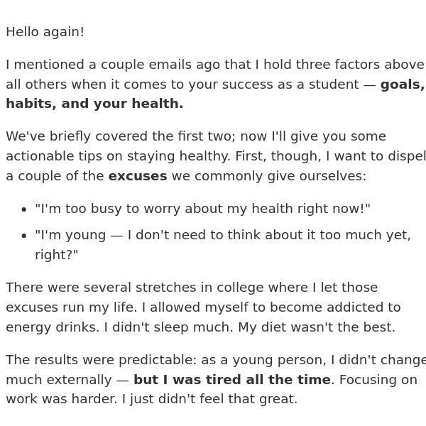 How to stay healthy in college