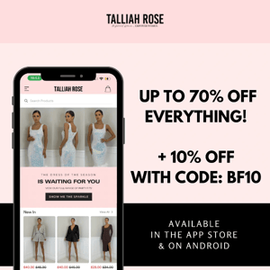 Up To 70% Off + 10% Off Everything with code: BF10 🥳