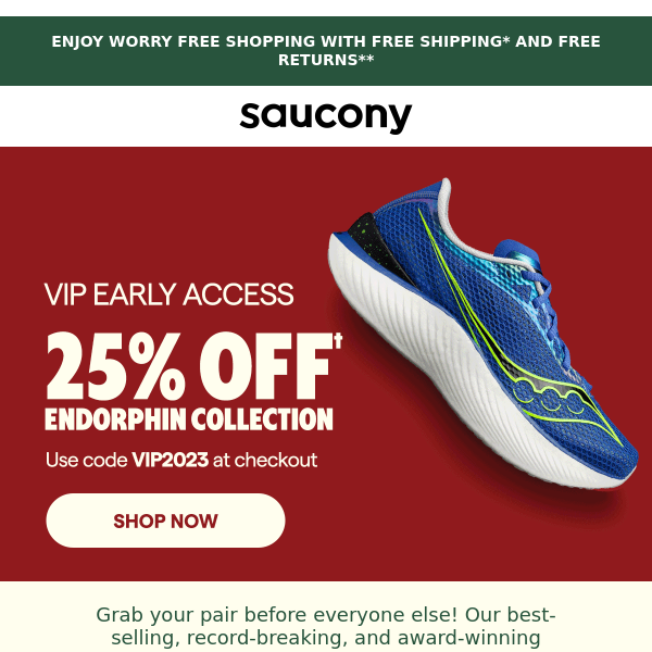 VIP ACCESS: 25% off Endorphin models a day early! - Saucony