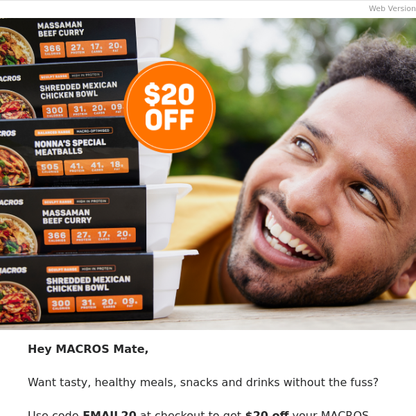 Try MACROS for less with $20 off