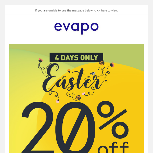 20% OFF all e-liquids online this Easter