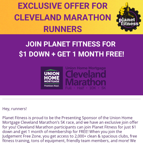 Exclusive Offer for Cleveland Marathon Runners 👟  ﻿   ﻿ 