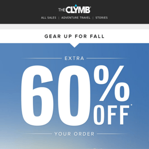 Extra 60% Off - Gear Up for Fall 🍁