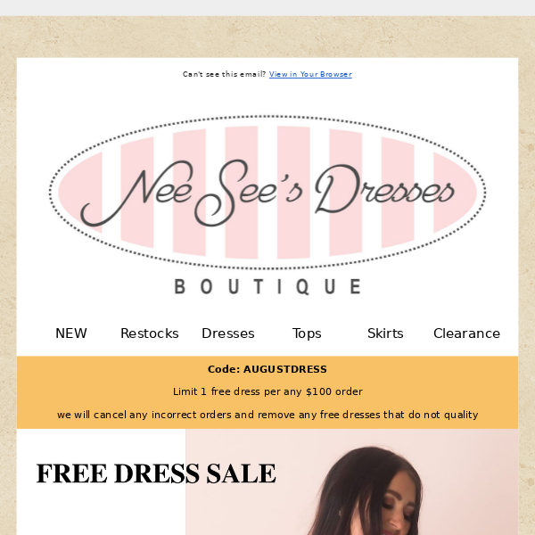 Get a FREE DRESS with your order today!