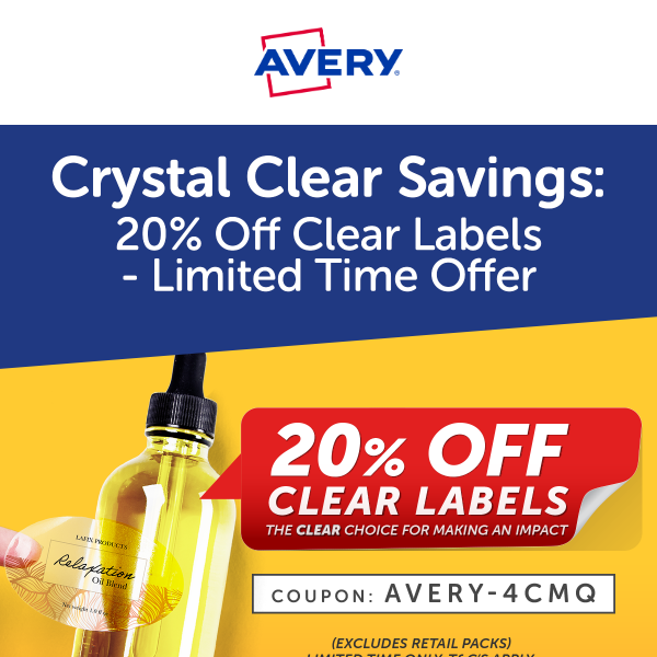 20% Off Clear Labels Sale