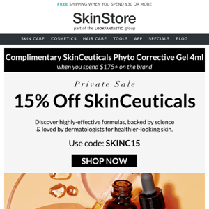 LAST CHANCE! 15% off SkinCeuticals