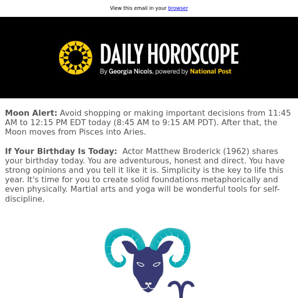 Your horoscope for March 21