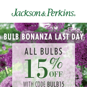 Last Day to Save 15% on Bulbs