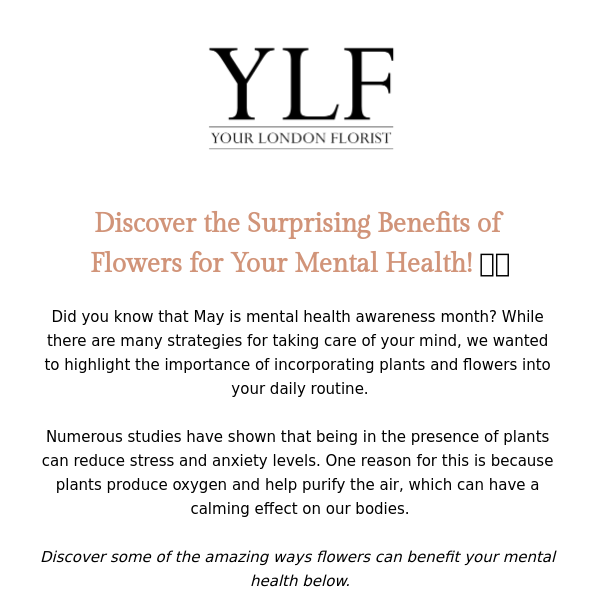 The Benefits of Flowers for your Mental Health 💐✨