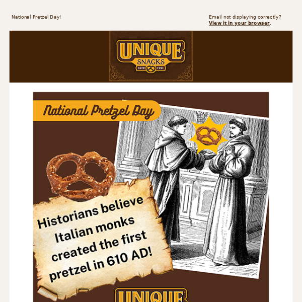 Did you know pretzels have been around since 610 AD? 🥨🥨🥨