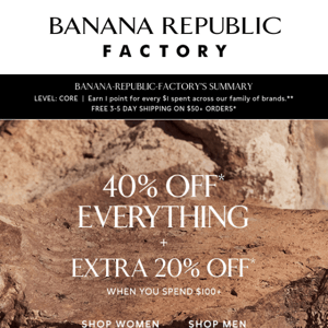 Banana Republic Factory, your extra 20% off is here