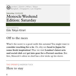 The Monocle Weekend Edition – Saturday 11 November 2023
