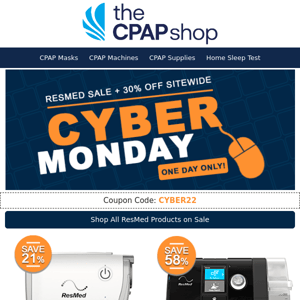 ResMed Cyber Monday Deals are LIVE! Machines Under $500 + 30% Off Coupon Inside