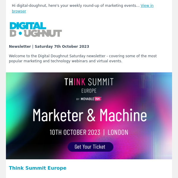 Webinars & Events: Think Summit by Movable Ink, ON24 + Much More