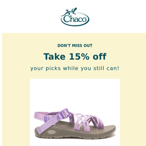 Great news...We're offering 15% off your favorites!
