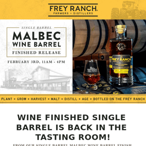 Wine Finished Single Barrel is Back in the Tasting Room! 🥃🍷